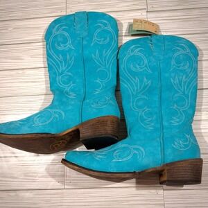 Roper Womens Turquoise Western Cowboy Boots Embroidered 7.5 09-021-1566